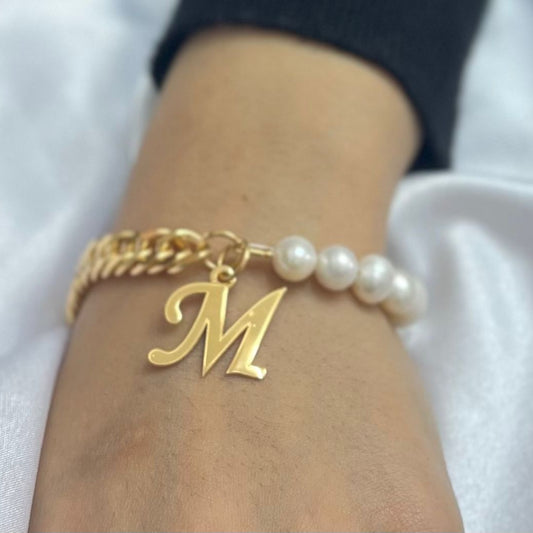 سوار حرف مخصص مع لؤلؤ طبيعي